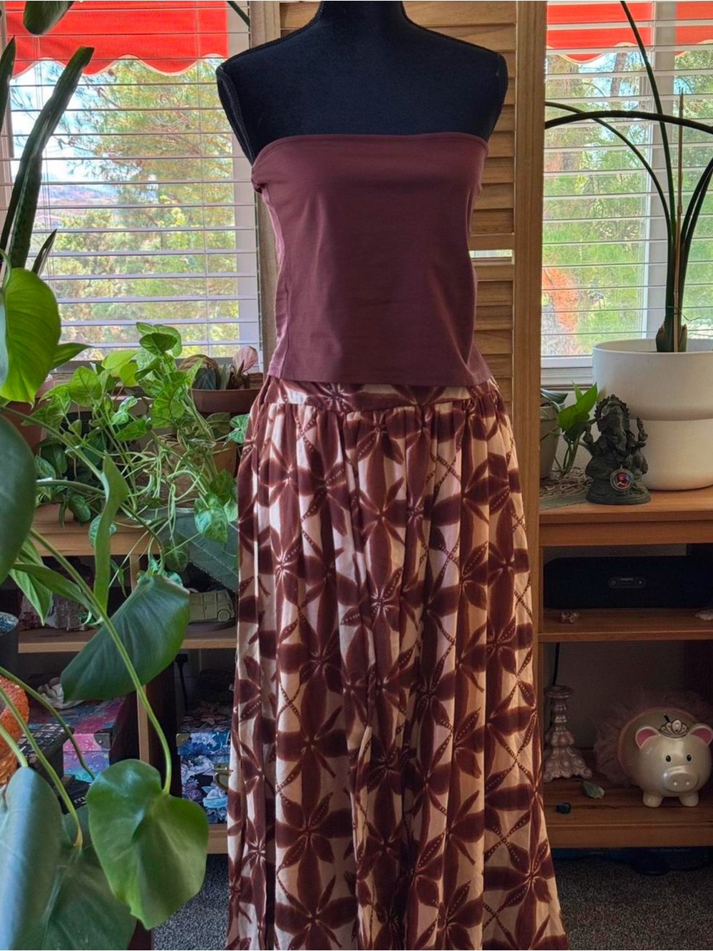 Brown & Cream Floral Maxi Skirt